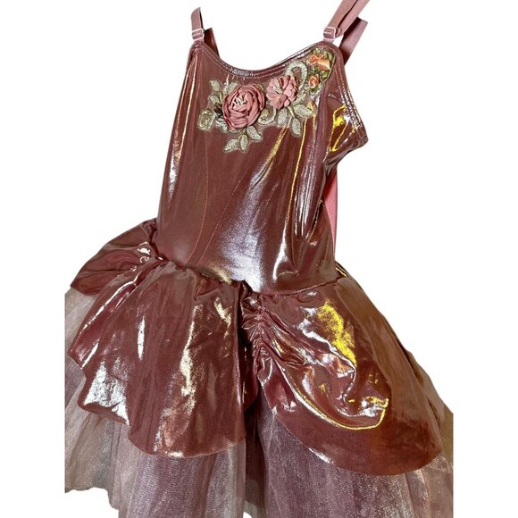 Tutu School Pink Ballerina Dress Girls 4/5 | Shimmery Rose Ballet Costume with F - Picture 5 of 11